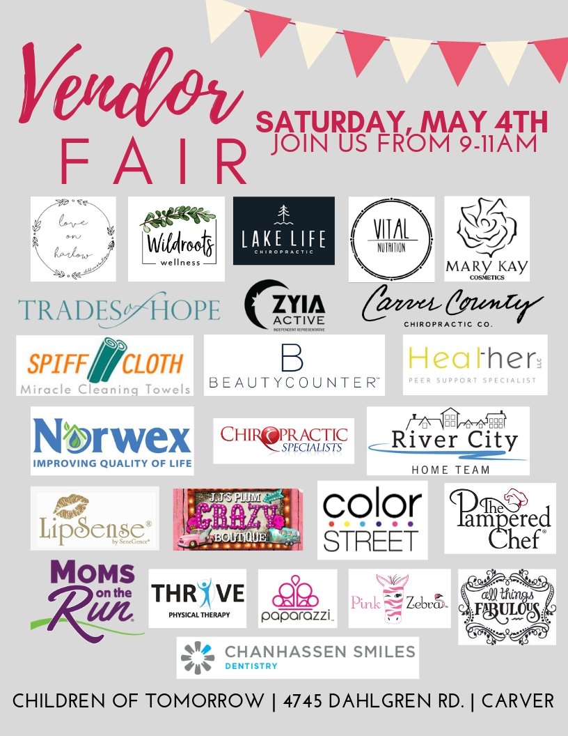 Don't forget our Vendor Fair this weekend! Stop on out Saturday May 4th and visit these awesome vendors! 
#canIgetaretweet 
#cotlearning
#cotfamily