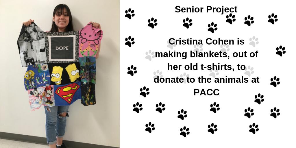 PPHSchool's tweet photo. @PimaAnimalCare Senior Project in Ms. Sult's class at Pima Partnership High School. Cristina Cohen is making blankets to donate to the animals at PACC. Here is the one she is currently working on. Great job Cristina! #animalsneedlove #comfortblanket #students #education #DIY 🐶🐱 https://t.co/bwGfqj5mVr