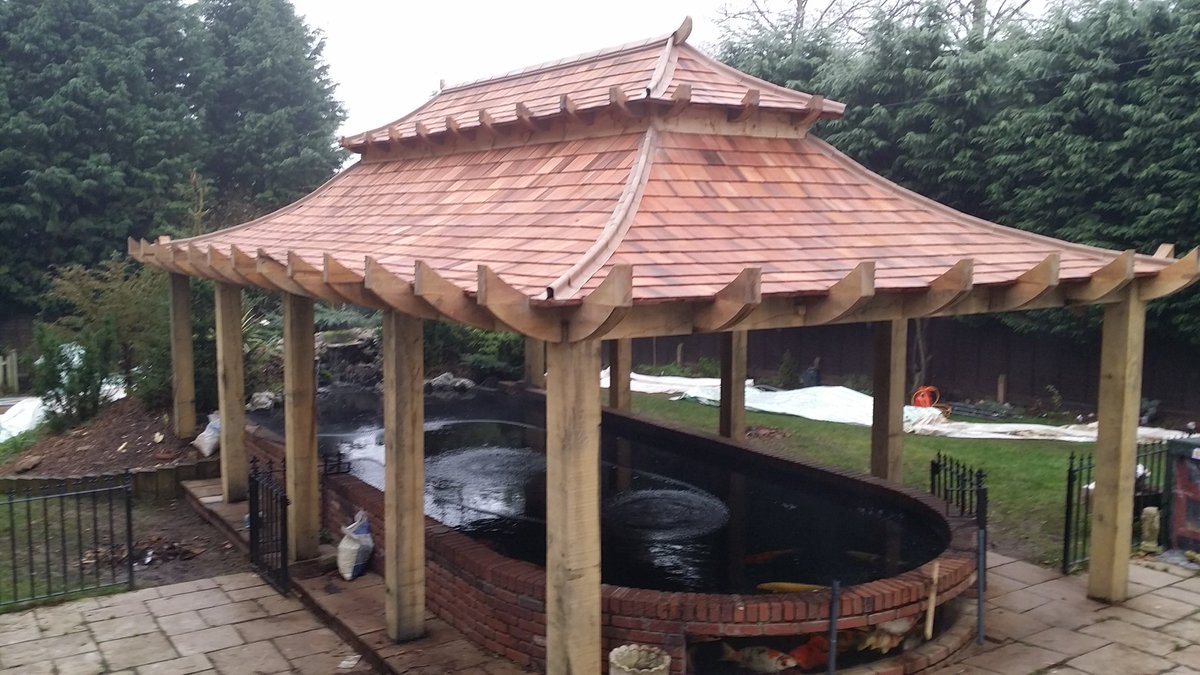 PondsPosh's tweet photo. Fancy something  special, covering your pond, no problem!, we built this for our customer,  out of oak, with a  cedar shingle roof.
https://t.co/ceois8I7lj
#koiponds #gardenponds #pondbuilder #koipondbuilder #waterdesign #watergarden #pondcheshire https://t.co/JdM0oqedBE