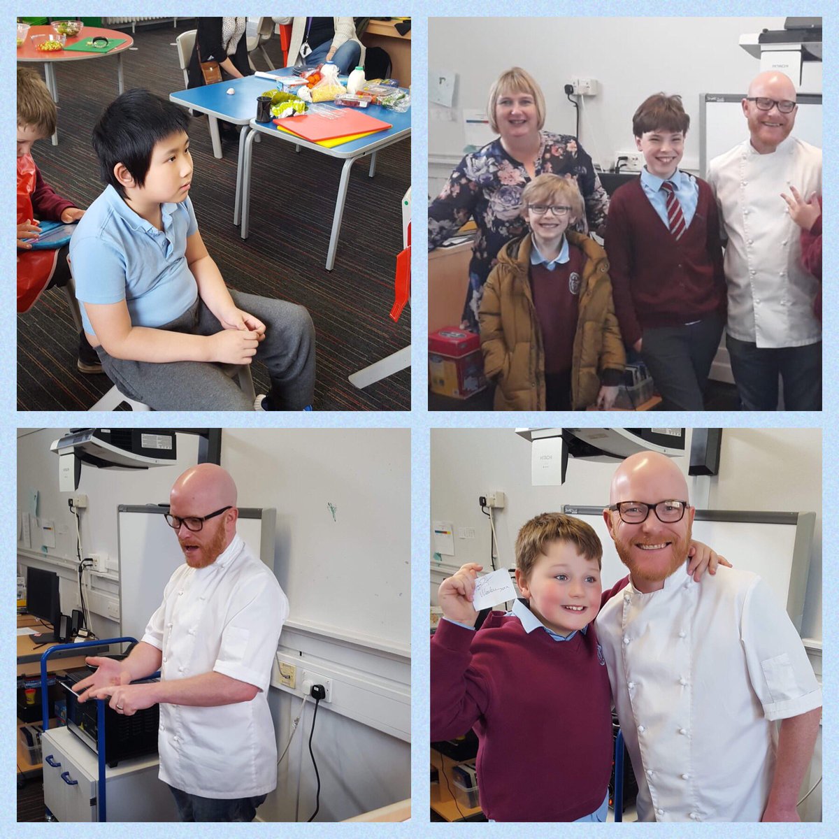 StCharlesGla's tweet photo. Many thanks to @Gmacchef who came to school today to cook hot chicken wraps with Arran. The boys had a great time and have now added another meal to their repertoire. Looking forward to hearing about them recreating this meal at home. #FooodforThought #HealthyChoices #DYW https://t.co/7dxnc7P64i