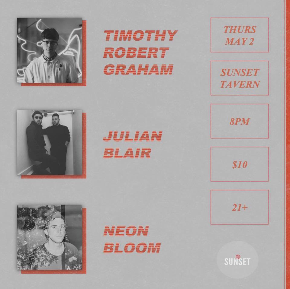 sunsetballard's tweet photo. Thursday {5.2} come see pop/indie rockers @TRGmusic w/ #julianblair and #neonbloom throw a sweet party for all of us! Tix: https://t.co/e4FYrrnBY9 #sunsetballard #seattlemusic #pop #indierock #thursdayisthenewfriday https://t.co/pscCXeN4L4