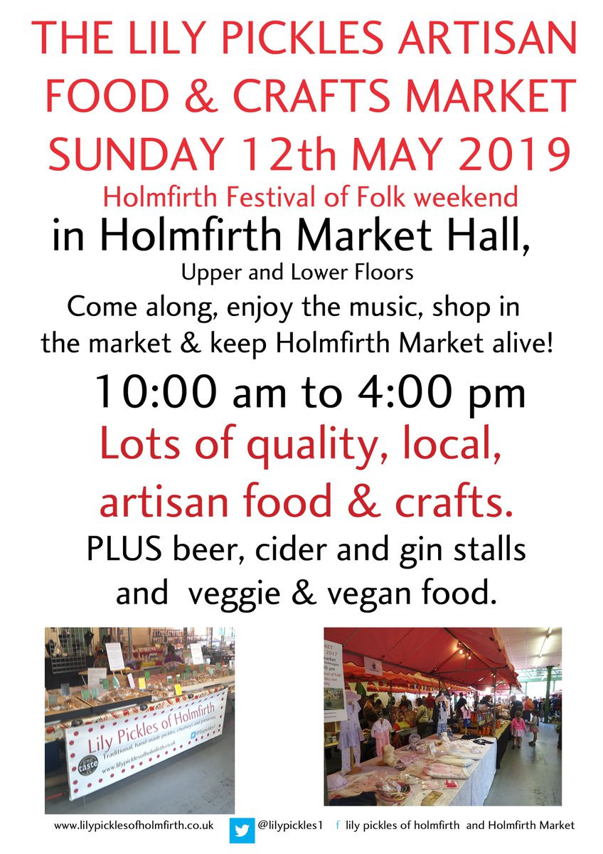 Lily Pickles (@lilypickles1) on Twitter photo Less than two weeks to go until our Artisan Food and Craft Market at <a href="/holmfirthmarket/">holmfirthmarket</a> Sunday 12th May , <a href="/HolmfirthFolk/">The Festival of Folk</a> weekend 32 fabulous stalls come along and meet them all Less than two weeks to go until our Artisan Food and Craft Market at <a href="/holmfirthmarket/">holmfirthmarket</a> Sunday 12th May , <a href="/HolmfirthFolk/">The Festival of Folk</a> weekend 32 fabulous stalls come along and meet them all