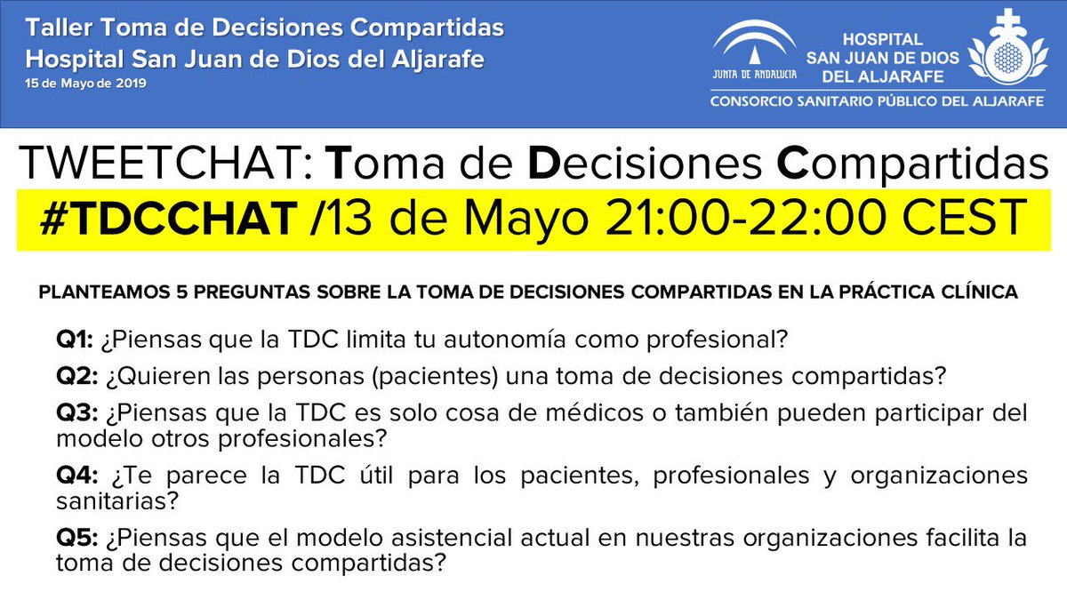 ivmaroto_nacho's tweet photo. ¿Eres profesional sanitario o paciente?
¿Te unes el próximo 13 de Mayo a conversar con nosotros sobre toma de decisiones compartidas?
Te esperamos a partir de las 21:00 CEST con las siguientes preguntas.👇
¡Anímate y participa!
👉#TDCCHAT
#SEMITuit
#shareddecisionmaking https://t.co/LG6TV3eh6m