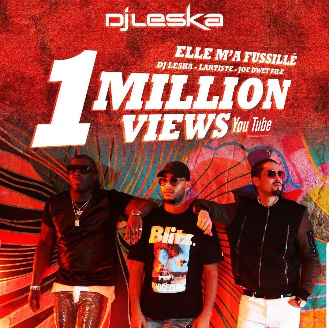 pearl74950's tweet photo. 1 million de vue ...bravo a vous @DjLeska @TheRealLartiste et @JoeDwetFile ..tema la démarche elle m'a fusille https://t.co/djaBPmVkib