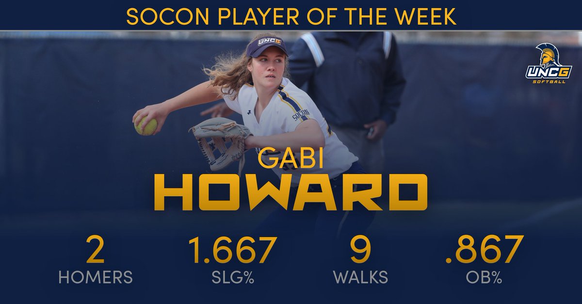 UNCGSoftball's tweet photo. Congrats @TeamSc26 on being named @SoConSports Player of the Week!

📰: https://t.co/p3OTcU6BxH #letsgoG https://t.co/1caqy5XtUu
