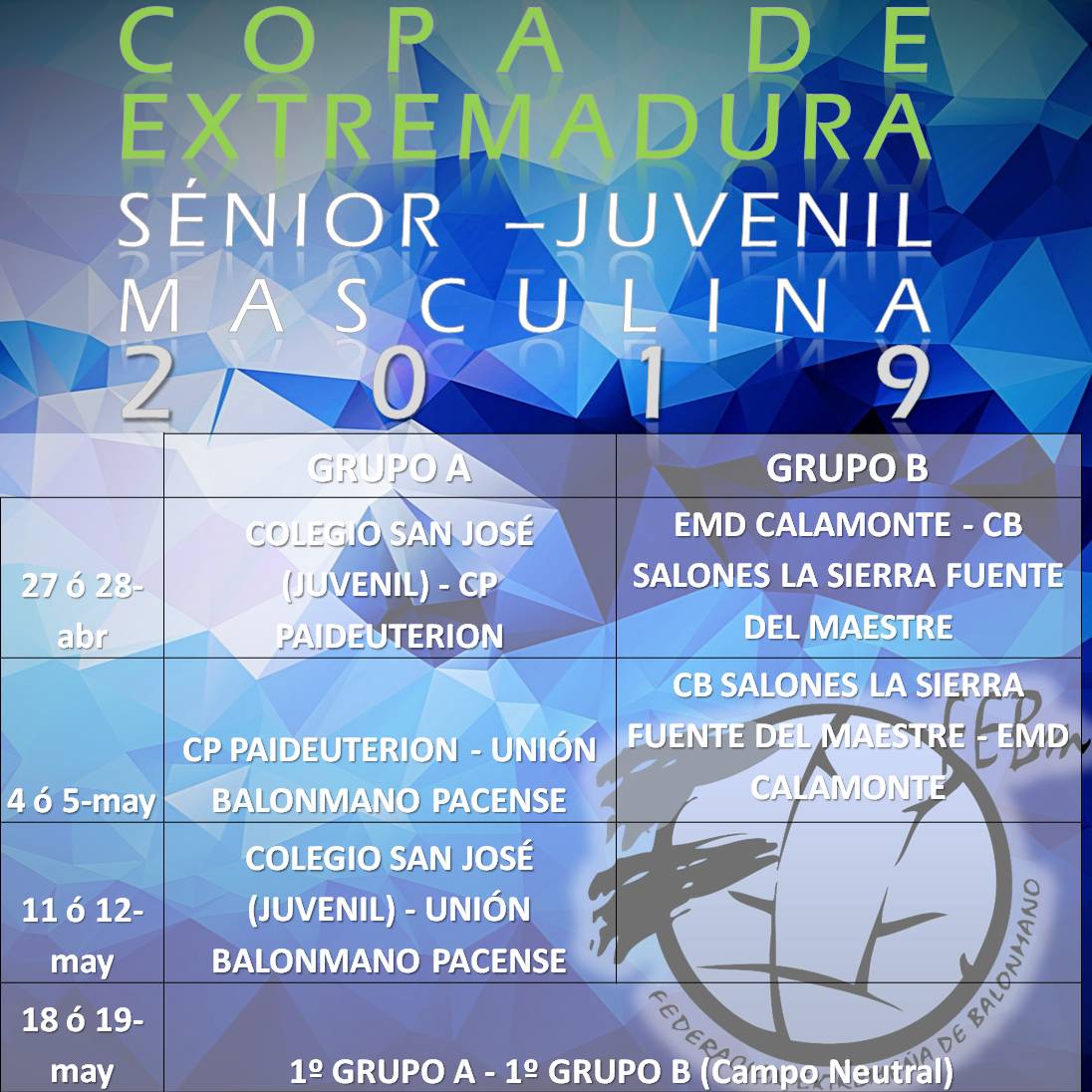 fexbm's tweet image. #CopaExtremadura #Balonmano resultados de la primera jornada

@CSJVillafranca 41 - 32 @BMPaideu 
@BmCalamonte 37 - 27 @CBmLaFuente