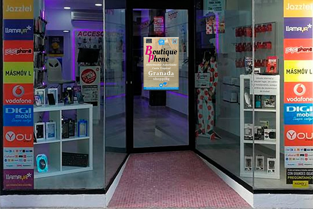 Granadashopping's tweet photo. Si tienes un comercio o empresa en la costa tropical, ahora puedes contratar tu aplicación en nuestro Distribuidor Autorizado "Boutique Phone" en Plaza Gaspar Esteba, 2 de Motril o llamando al 858134969. https://t.co/rWf0aBXjIF
