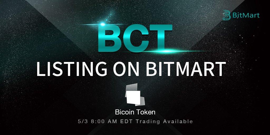 BitMartIndo's tweet photo. 🎉BitMart akan mencantumkan Bicoin Token (BCT) pada 2 Mei! Pasangan trading BCT/BTC dan BCT/USDT akan ada pada 3 Mei jam 8:00 AM, EDT. Bersiaplah untuk deposit dan trading BCT di https://t.co/nplVR5ehIF!

➡️ Detail: https://t.co/6Q7lcLUq33

#BitMart $BMX #BicoinToken $BCT https://t.co/k3hGrGnBG8