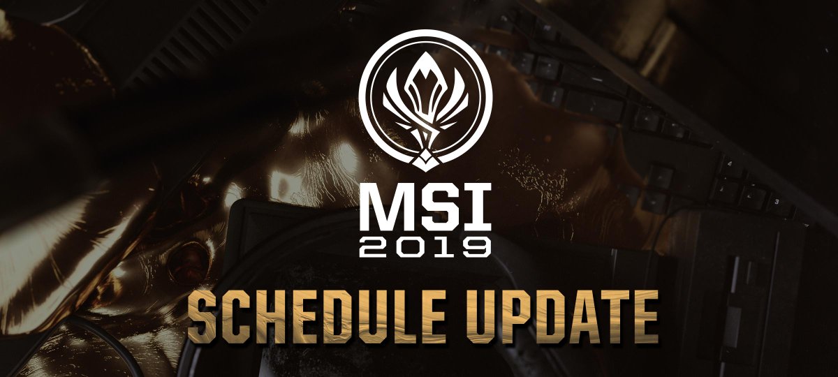 LoL Esports on Twitter: "2019 Mid-Season Invitational Schedule Update  #MSI2019 Read now at: https://t.co/k56eVKYrUB https://t.co/oKg4SnmA7X" /  Twitter