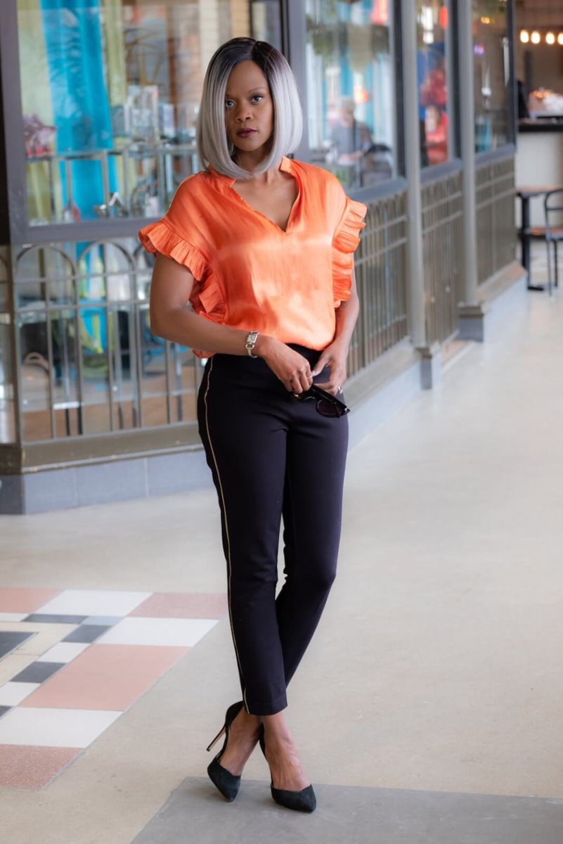neon orange ruffle top