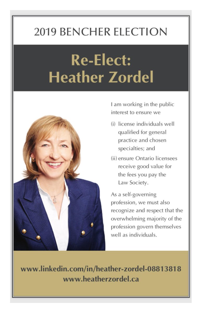 Check out my latest article: Re-elect #HeatherZordel for Law Society of Ontario Bencher! linkedin.com/pulse/please-r… via <a href="/LinkedIn/">LinkedIn</a>
#WhatsABencher #WhatDoBenchersDo #LSO2019 #Bencher2019 #WomenInLaw #BencherElection2019 #torontolawyer #Toronto 
#Bencher2019  #LSOBencher