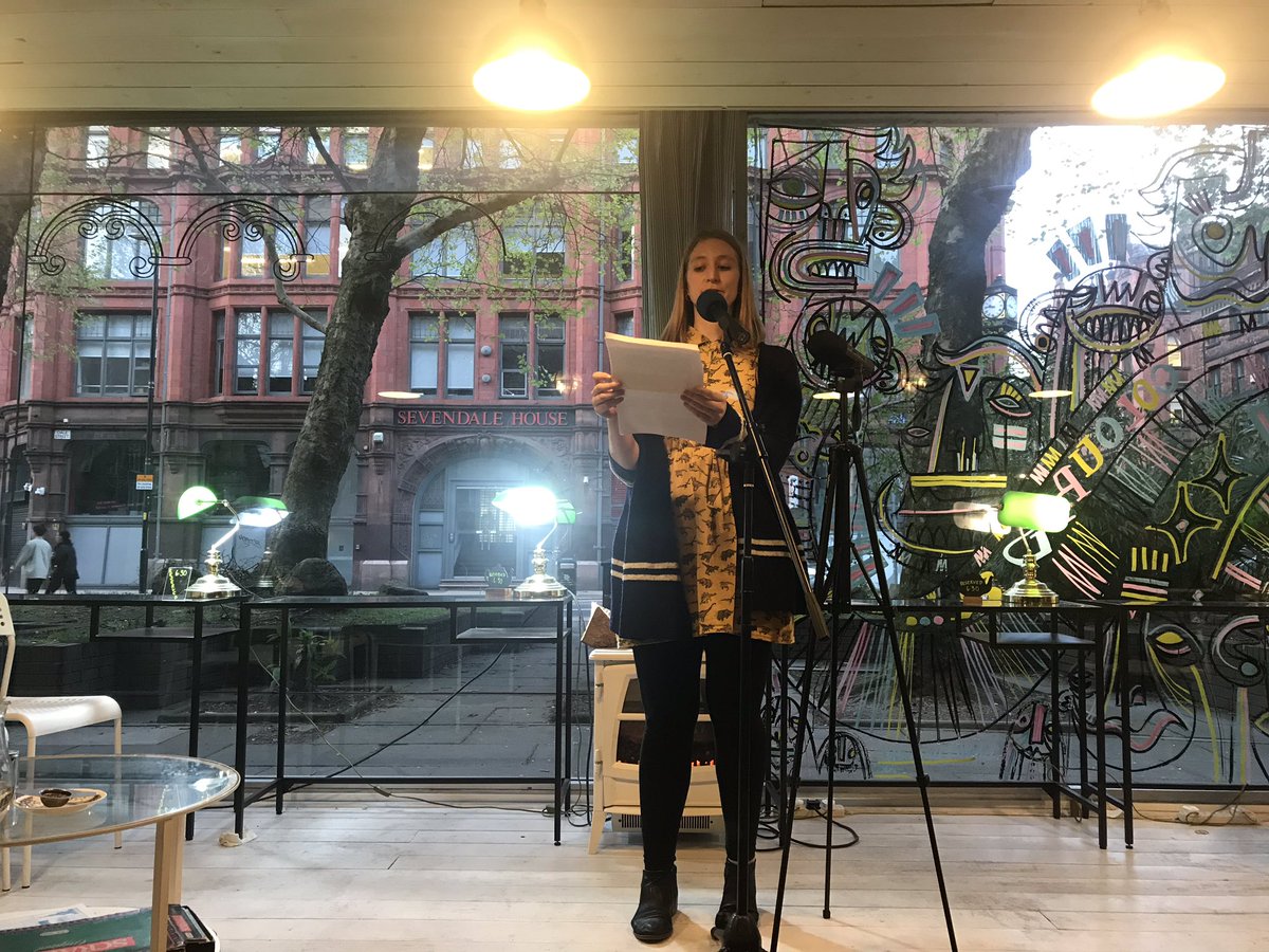 Tenx9Manchester's tweet photo. It’s the lovely co-founder of Tenx9 Manchester, @JudithSummerton, telling a story about being woefully unprepared to cycle across Italy in the very hot sun. Turns out not so many sundresses were needed for the journey. #tenx9manchester #storytelling #journey https://t.co/mzsvbkCg2o