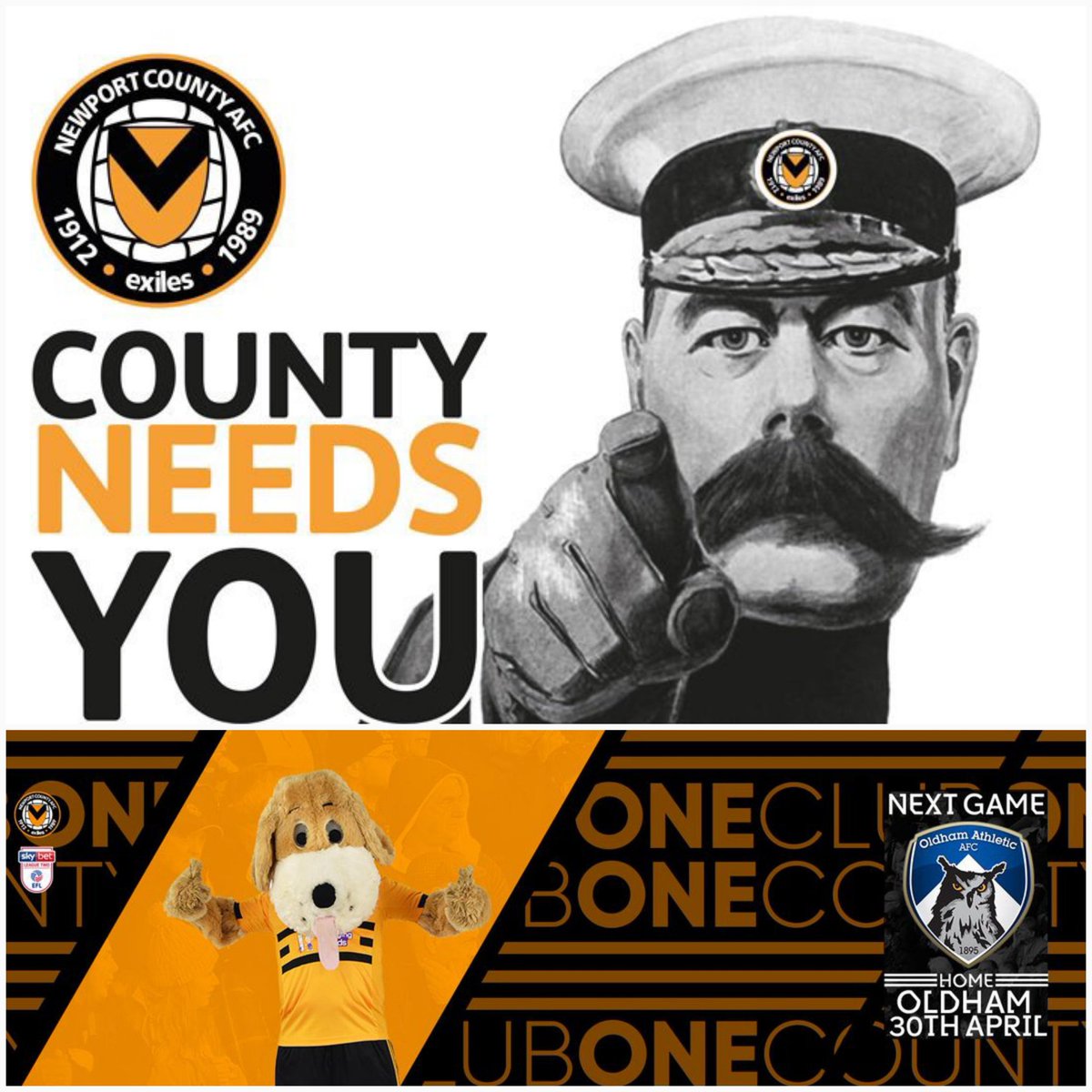All the people who supported @NewportCounty in the FA Cup, come over to Rodney Parade there is a massive game Tuesday evening - 'COUNTY NEEDS YOU' for the playoffs push! 🖤💛 #newportcounty #playoffs #utc #supporttheport #fighttilltheend #believe #ourjourneycontinues