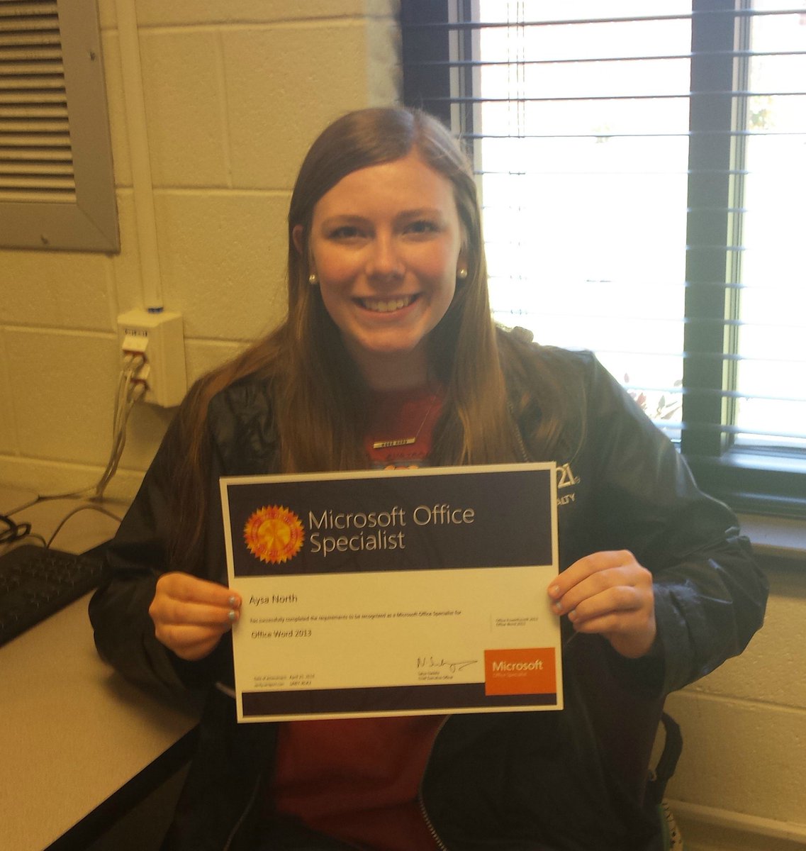 Central_Lions's tweet photo. Central High School's Alysa North set a new Microsoft Office Certification standard by earning 1000 points on the MSWord test! Congratulations Alysa!
 
#lionstrong #24strong #committed #wechangelives #showsomelove #thecitymenus #thecitycalendars https://t.co/B7EOeKd5Ze