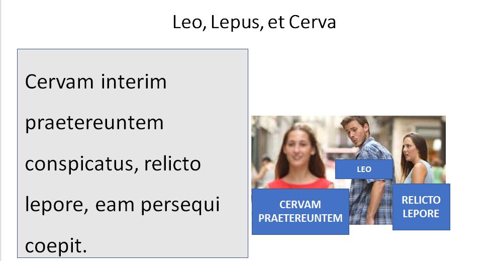 FioFerox's tweet photo. #Latin 7 & 8 tomorrow. "Distracted Leo" as we try to anticipate what characters in our Latin fables might do. #Latinteach #makeitaboutthem #ci #makeitcompelling @OWLteamBCPS @TeamRidgely #LitLatin #Latinmeme https://t.co/HPL4VK3UPo
