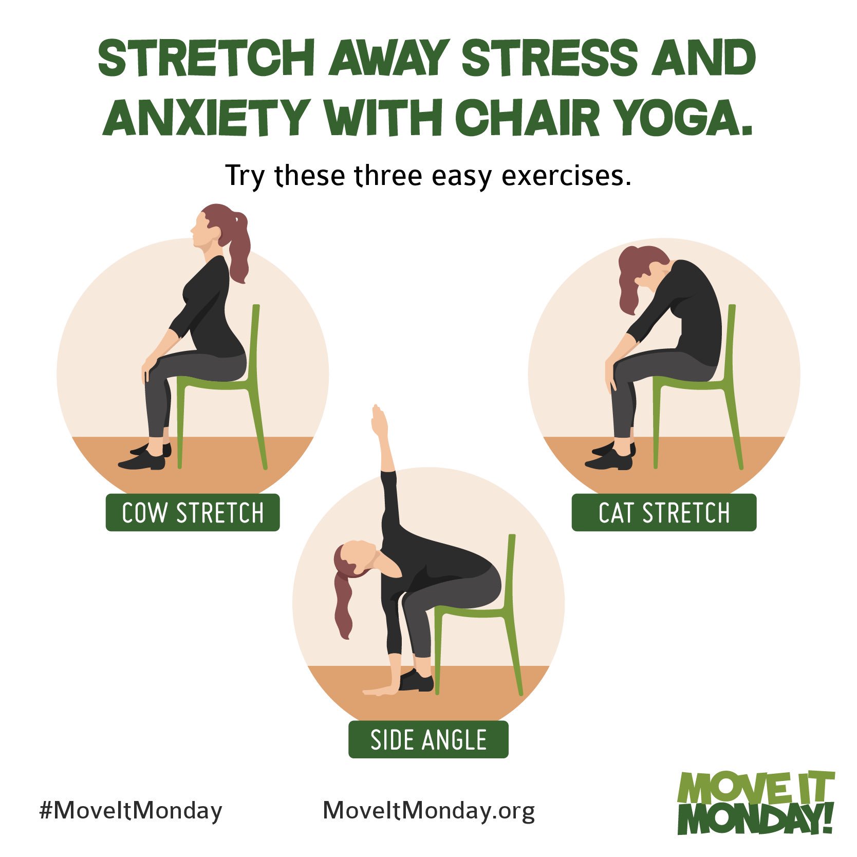 Dóra Antal, Dr. on X: Stretch away stress, anxiety and rigid muscles with  chair yoga! #work #health #safety #wellbeing #office #exercise #stress  #mentalhealth #safeday2019 #OSH #futureofwork #moveitmonday  #mondaymotivation  / X