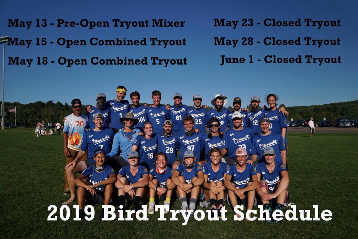 The 2019 Bird Tryout Schedule is here! 

We are two weeks away from our first event with our partners at @AbleBeer 

You can find all the details on our website here: birdultimate.com/tryouts