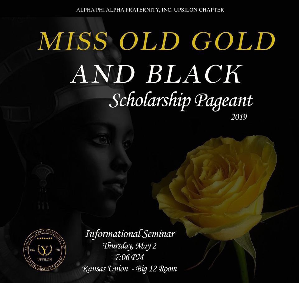 Calling all the ladies 🗣 Come learn more about the Miss Old Gold and Black scholarship pageant this Thursday at 7:06pm in the Big 12 room in the Kansas Union!!
