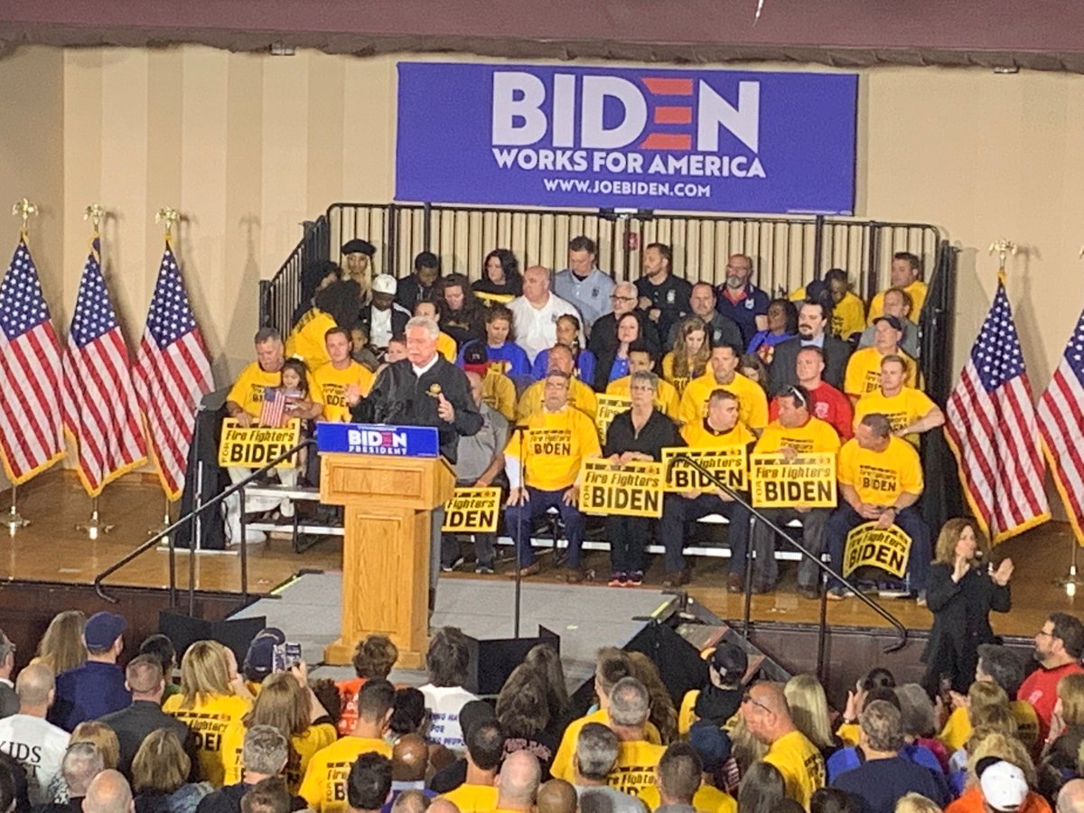 janieblume's tweet image. Happening now: IAFF Fire Fighters Join Biden at Campaign Rally at Pittsburgh Union Hall #RunJoeRun