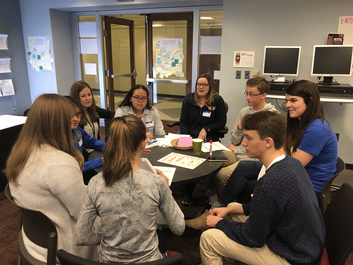 JAustinEDU's tweet image. I'm grateful to all of the incredible students + teachers who came to @umichSweetland today to learn more about #writingcenters + continuing visioning their own. We have a great @WashISD writing center network committed to literacy, community + equity through peer learning. #WC2P