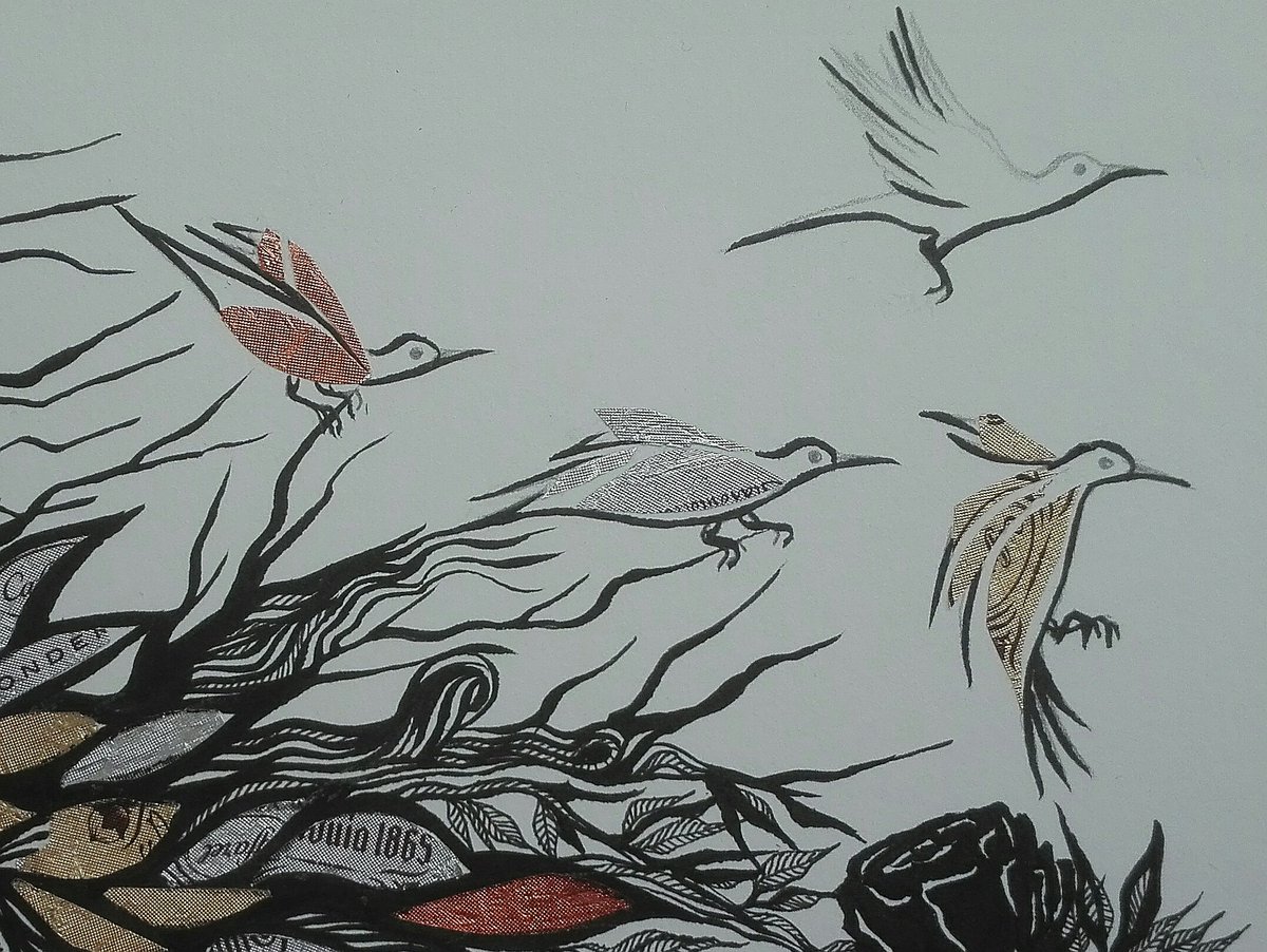 Draw_Con's tweet photo. #Inky birds in copper, silver and gold.

#drawing #illustration #art #portrait #portraitmood #imaginaryportrait #imaginaryselfportrait
#graphite #ink #collage #graphictextures #visualpoem https://t.co/2tjVoqs5hB