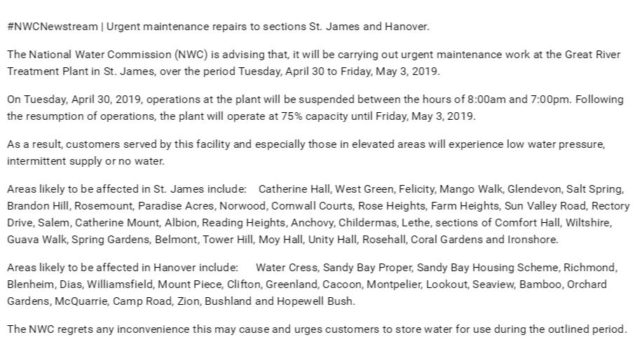 Nwc Jamaica On Twitter We Repaired A Total Of 1 459 Leaks In The