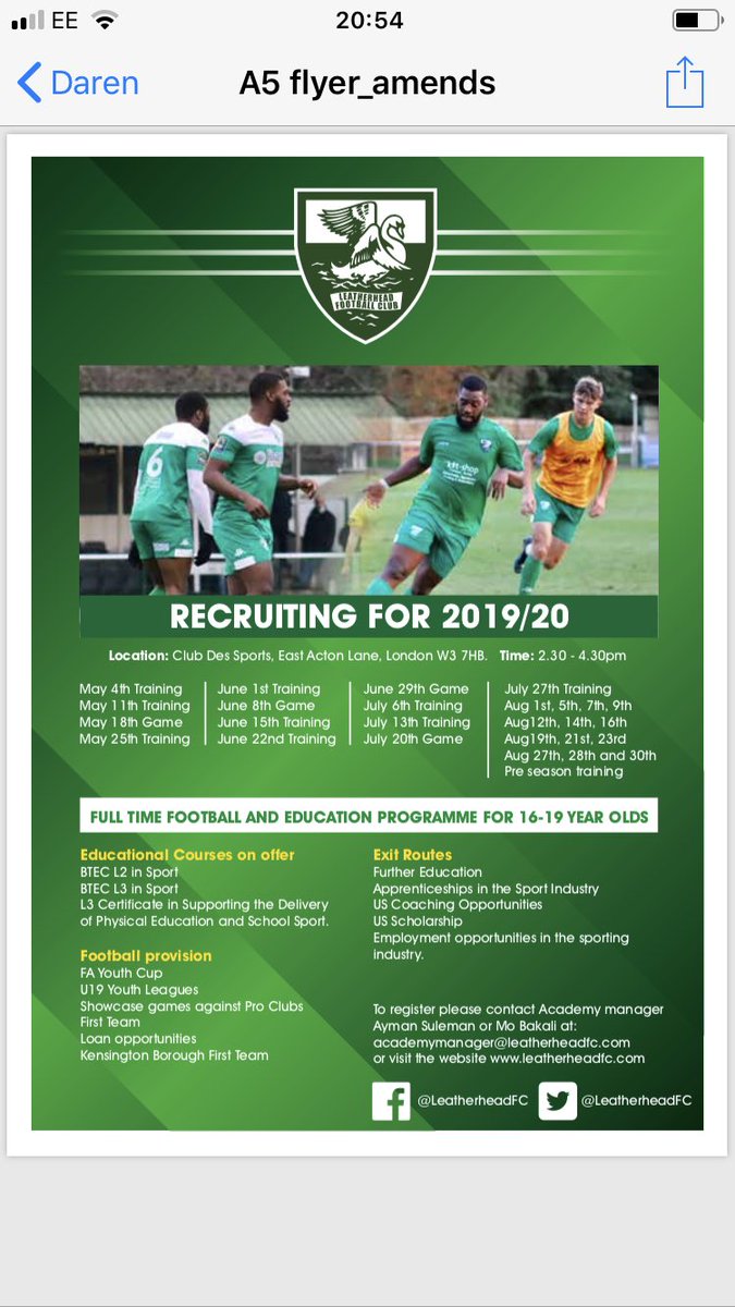 ElitePathways's tweet photo. Leatherhead Academy 16-18 years old of College age train and play throughout the summer to prepare for 19/20 season. https://t.co/c2qztpvPRw