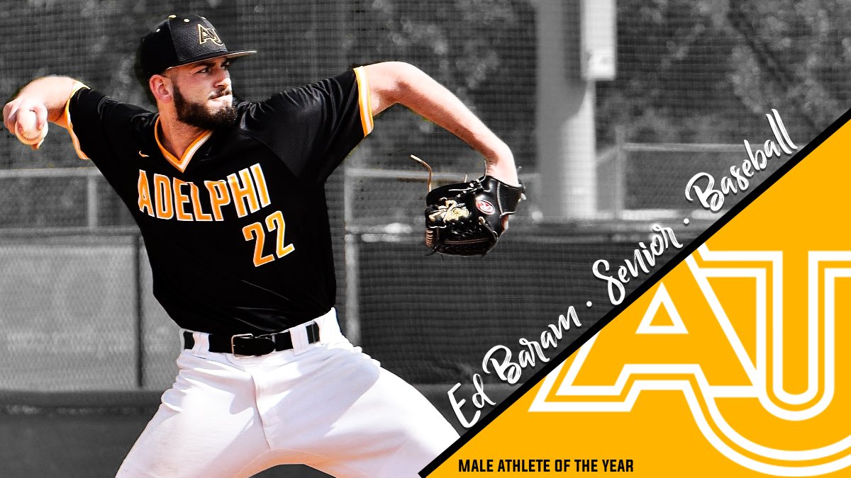 AUPanthers's tweet photo. Our final 🏆 of the night are the @AdelphiU Athletes of the Year.

He leads #NCAAD2 in ERA &amp; owns a 7-0 record. He's helped @AdelphiBaseball to a national ranking &amp; 30+ wins for the first time since 2011.

From Saddle Brook, N.J., our Male AOTY is senior Ed Baram. #AUBanquet2k19 https://t.co/oFRHNw5l3R
