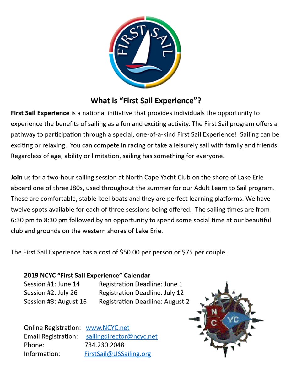 Never sailed? Come give it a try this summer at North Cape. <a href="/ussailing/">US Sailing 🇺🇸⛵️</a>  <a href="/monroenews/">Monroe News</a>  <a href="/toledoblade/">toledoblade</a>  <a href="/boatmichigan/">BoatMichigan</a>  <a href="/sailinganarchy/">Sailing Anarchy</a>