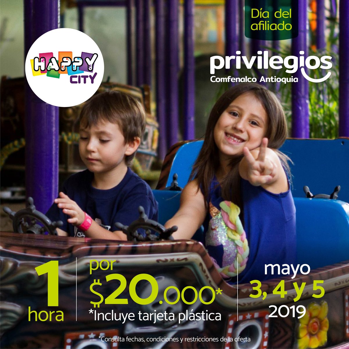 #DíaDelAfiliado
 ¿Pensando qué hacer un fin de semana con tus hijos? 🤹🏻‍♀️

Nuestro recomendado por ser nuestro afiliado @parquehappycity
. 
# FelicidadEstáEnTi