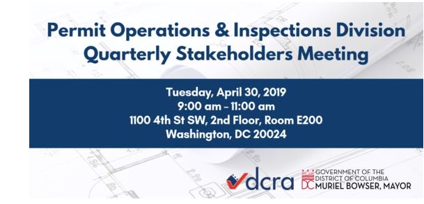 dcra's tweet photo. Join us TOMORROW from 9:00 am - 11:00 am for our Permit Operations & Inspections Division Quarterly Stakeholders meeting to get updates from our permitting, inspections, and building departments. RSVP here: https://t.co/0sLHnmj7hi
#DCRAatWork https://t.co/NrxCTmb45a