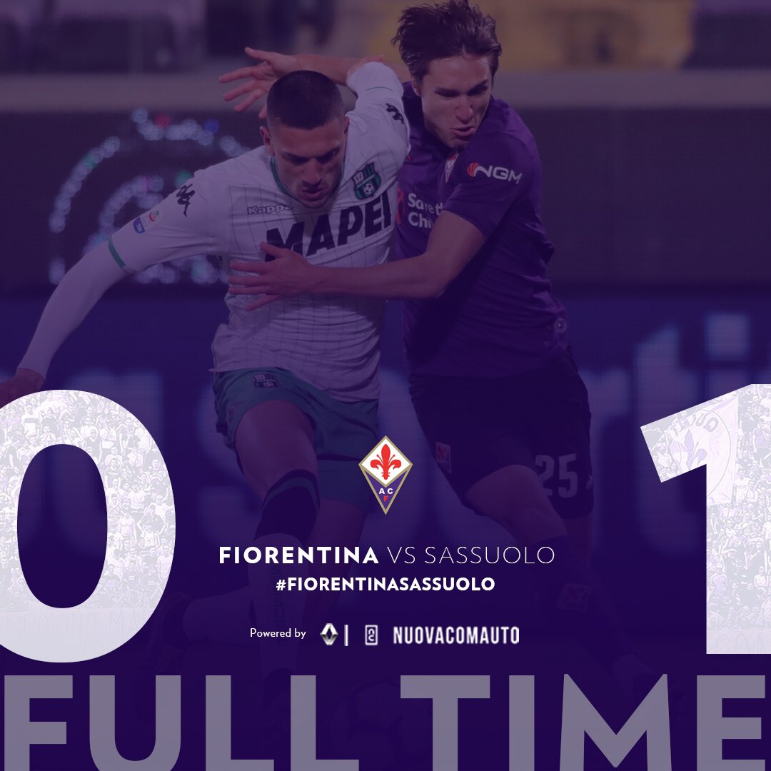 ⏱️ FULL TIME ⏱️
⚽ #FiorentinaSassuolo 0-1

#NoiSiamoFirenze ⚜️ #InsiemeSiamoPiùForti #FullTime