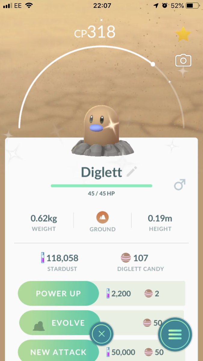pokemondb's tweet image. Sweet, got a shiny Diglett on my third encounter! #PokemonGO #EarthDay2019
