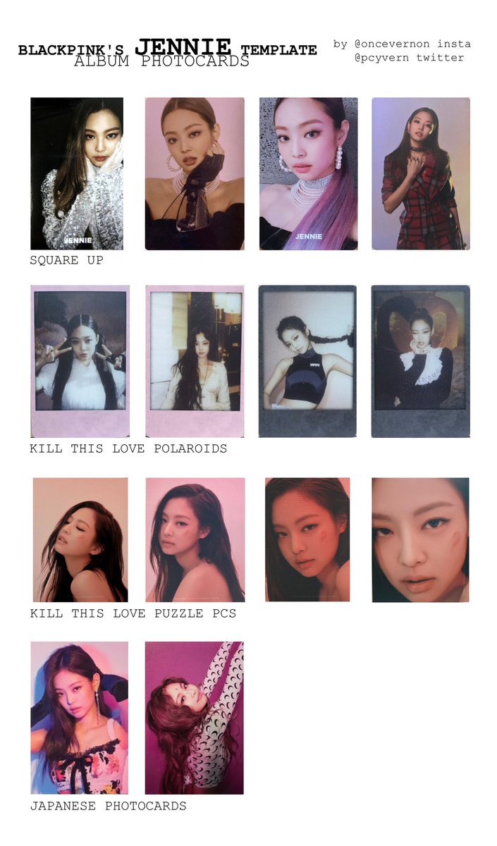 blackpink lisa, jennie, rosé, and jisoo album photocard templates