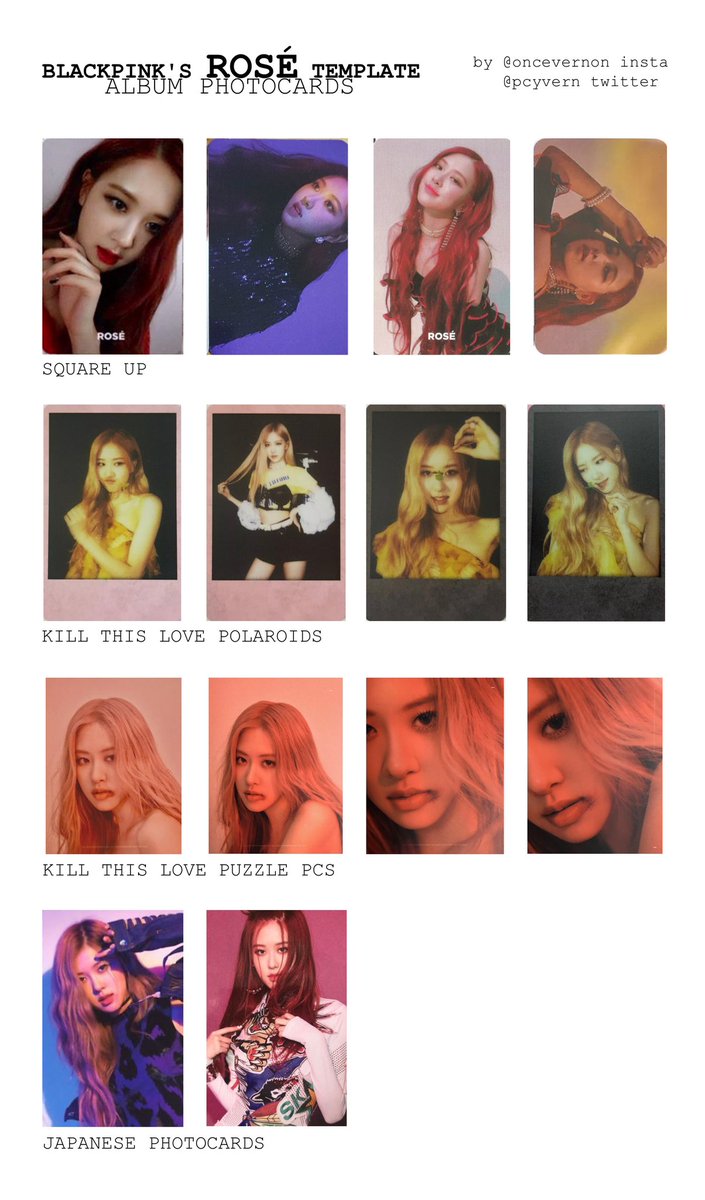 blackpink lisa, jennie, rosé, and jisoo album photocard templates