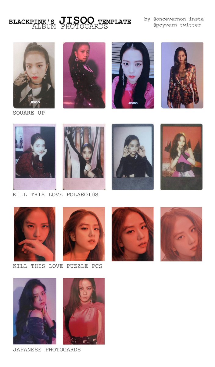 blackpink lisa, jennie, rosé, and jisoo album photocard templates