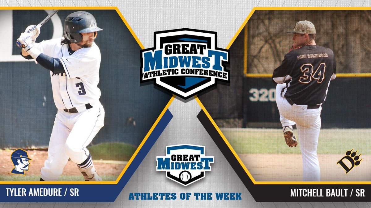 #GreatMidwestBSB ⚾️ Weekly Honors:                              

Player - Tyler Amedure (<a href="/BattlerBaseball/">Alderson Broaddus University Baseball</a>)
Pitcher - Mitchell Bault (<a href="/ODUBaseball_/">ODU Baseball</a>) 

📰 » bit.ly/2VxTYeJ