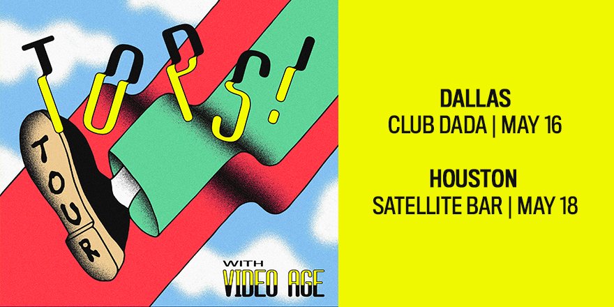 Spunepro's tweet image. 🏵🌫 @TTTOPSSS with @VideoAgeBand
🎟️ spunetickets.com

5.16 | @ClubDadaDFW w/ @nativefoxTX 
5.18 | @SatelliteBar w/ @mindshrineband