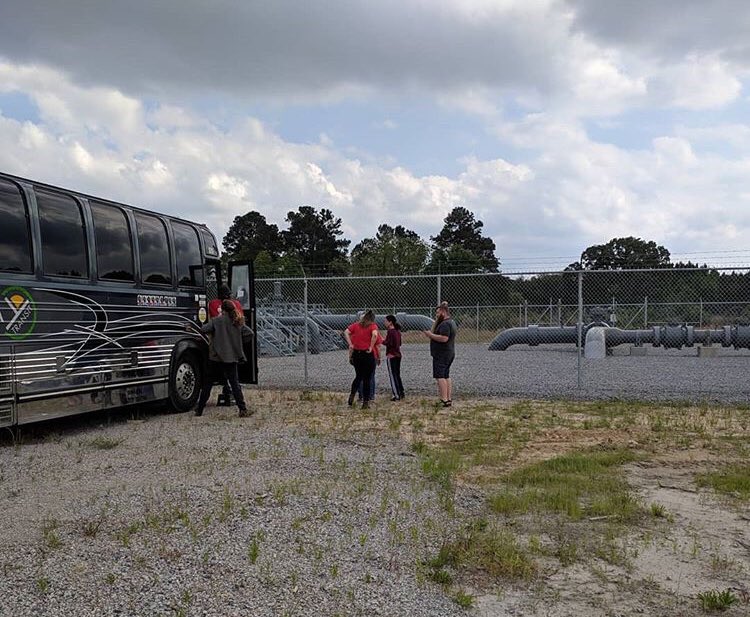 NC_PPC's tweet photo. On our #TruthandPovertyTour, we toured compressor station for Atlantic Coast Pipeline, which threatens local community. “The hissing u hear is natural gas being released..Imagine an explosion from released gas. There are people living in the blast zone.”Rev Mac Legerton #StopACP https://t.co/x6BvfOaV40
