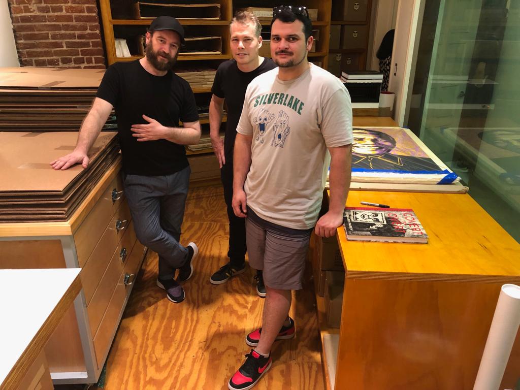 Modern Multiples (@modernmultiples) on Twitter photo Hit <a href="/studionumberone/">Studio Number One</a> last week to sign a large format edition with <a href="/OBEYGIANT/">Shepard Fairey</a> we pulled at #modernmultiples for #NelsonMandela 100yr anniversary of birth and South Africa's 25th anniversary of their 1st democratic election. Here is studio director Montana and publisher Jesse. Hit <a href="/studionumberone/">Studio Number One</a> last week to sign a large format edition with <a href="/OBEYGIANT/">Shepard Fairey</a> we pulled at #modernmultiples for #NelsonMandela 100yr anniversary of birth and South Africa's 25th anniversary of their 1st democratic election. Here is studio director Montana and publisher Jesse.
