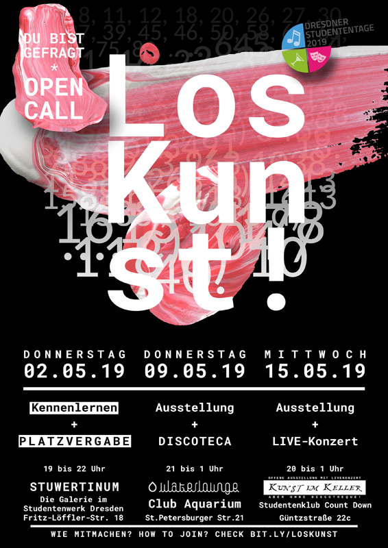 Studentenklub Count Down (@countdowndd) on Twitter photo Zu den Dresdner Studententagen gibt es etwas ganz besonderes für alle kreativen Studierenden: LosKunst! Die offene Ausstellung an 3 Orten. Am 15.5. auch zur Kunst im Keller - Edition: Studententage im <a href="/countdowndd/">Studentenklub Count Down</a>. Zu den Dresdner Studententagen gibt es etwas ganz besonderes für alle kreativen Studierenden: LosKunst! Die offene Ausstellung an 3 Orten. Am 15.5. auch zur Kunst im Keller - Edition: Studententage im <a href="/countdowndd/">Studentenklub Count Down</a>.