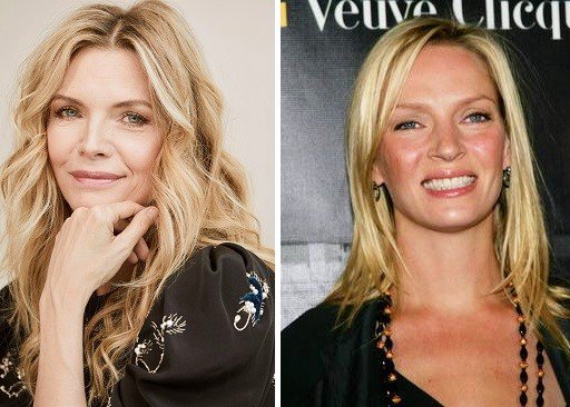   HAPPY BIRTHDAY !  Uma Thurman  and Michelle Pfeiffer (that white gold) 