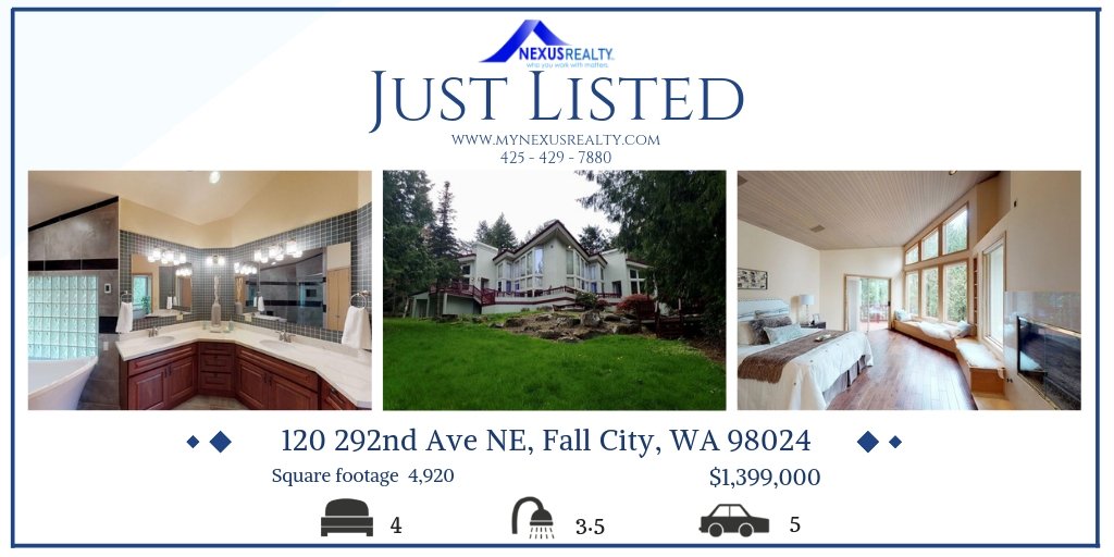 🏡 #JUSTLISTED 📣Amazing home built by Ben Leland in Fall City! with 4🛏 3.5🚿 5🚗
Sq.Ft.: 4920

#FallCity #HouseForSale #NexusTeam #RealEstate #RealEstateServices #RealEstateInvestment
