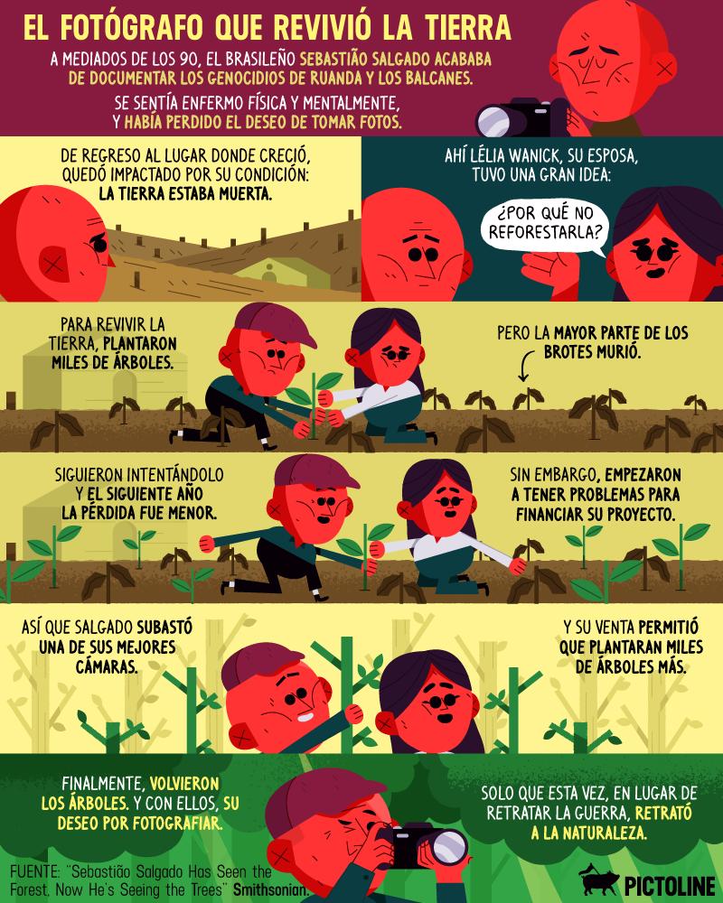 pictoline's tweet image. Después de ser fotógrafo de guerra, Sebastião Salgado perdió el deseo de tomar fotos 😞
Pero reforestar la granja donde creció le hizo recuperar el amor por su trabajo 🌱🌳🌳🌳🌳🌳