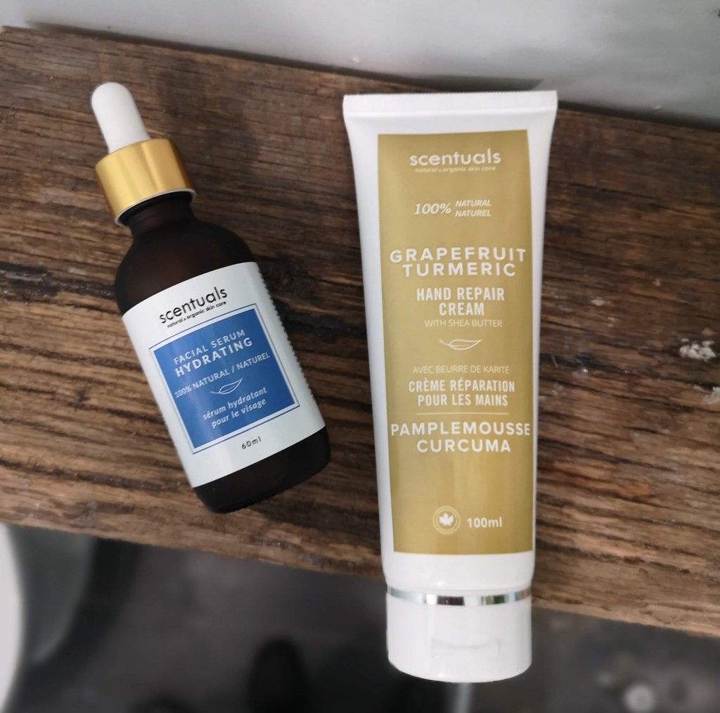 Such a powerful and healthy-skin must have! Our Hydrating Facial Serum helps to restore natural moisture leaving your skin feeling rejuvenated and looking healthy. While our Grapefruit Turmeric Hand Repair Cream is made to intensley hydrate and turmeric, which evens skintone!