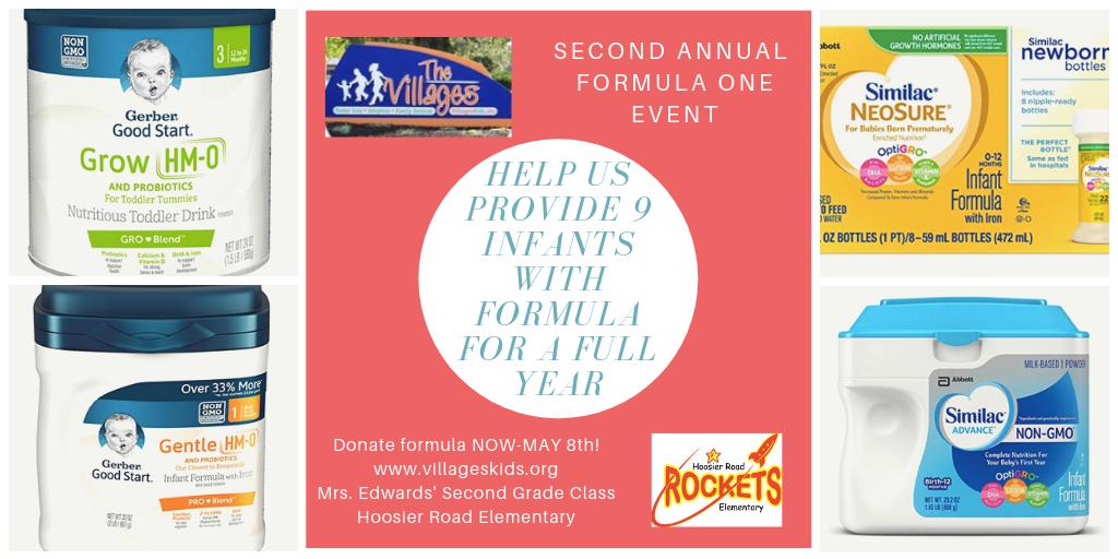 sredwards23's tweet photo. Want to know more about donating formula to The Villages? So do we! Stay tuned as 2nd graders fill you in all week. Drop off donations at HRE! Gerber, Similac, &amp; other kinds are accepted. PLEASE RETWEET! @HRErockets @HSESchools @AllenBourff @JanCombs20 https://t.co/UQnXNlus6V