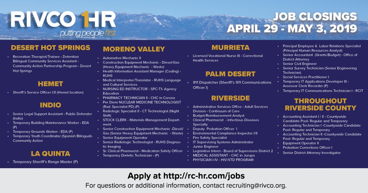 Riverside County Jobs Rivcojobs Twitter - rivco1hr rivconow rivcohr jobspic twitter com agbsqfldnr