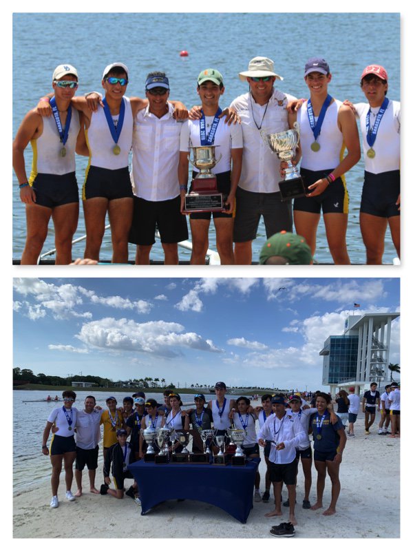 RowBelen's tweet image. Over the weekend in Sarasota, competing in a field of 42 schools and clubs and more than 260 rowers, #BelenCrew laid claim to 5 State Titles including 2 taken by Freshmen boats, and likewise brought home the Overall Boys Scholastic Trophy. The team earned a record 4🥇, plus 1🥈