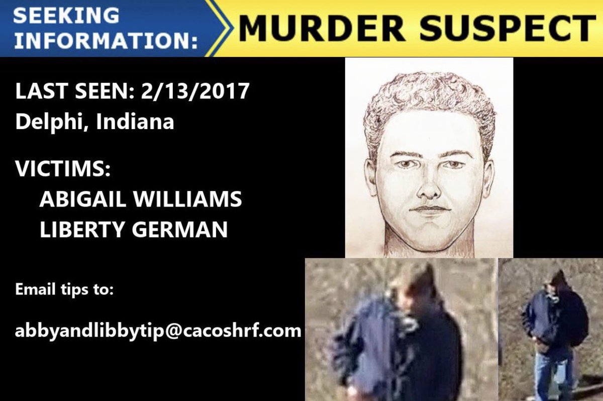 MeghanP38604596's tweet image. Please help!  Look at this picture. This is a sketch of the suspect that murdered two of my classmates on February 13, 2017.  #abbyandlibby #wearecarrollcounty #delphistrong