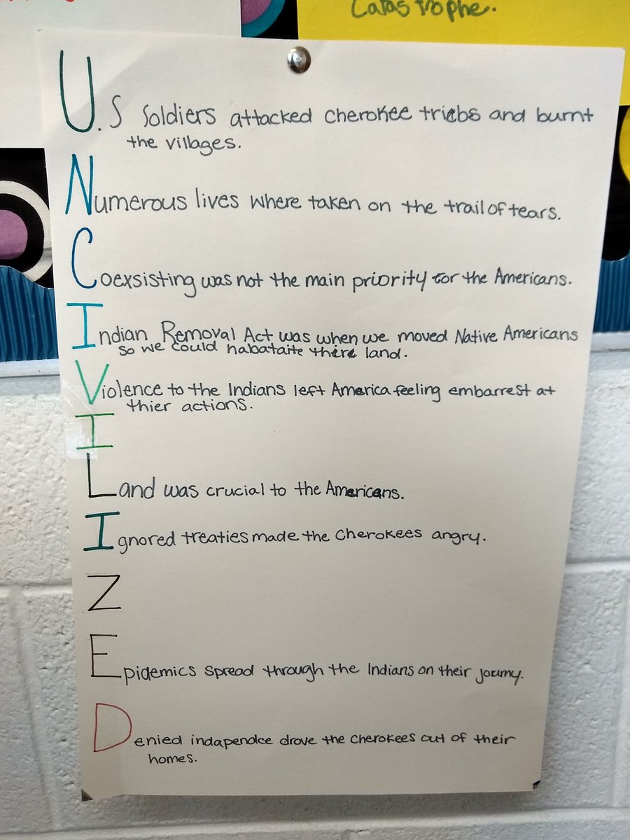 Kelley Mariano 7th Graders Created Acrostic Poems About The Trail Of Tears First They Chose An Enduring Issue Then They Found Words That Start With Each Of The Letters And